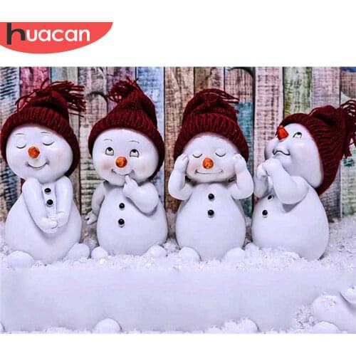 HUACAN 5D Diamond Painting Snowman Full Square Art Rhinestone DIY Diamond Embroidery Winter Cartoon Handicraft Christmas Gift