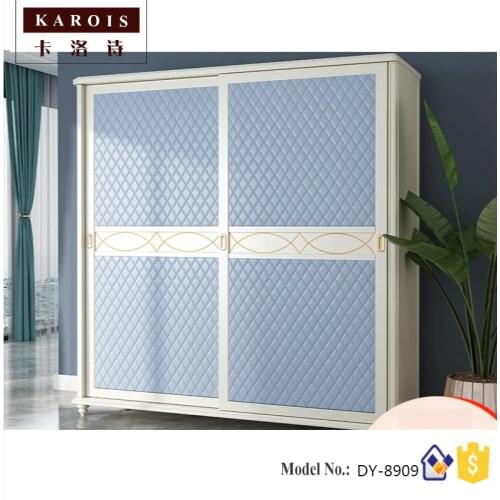 KAROIS DY8901American Solid Wood Wardrobe Simple Bedroom Furniture Sliding Door Wardrobe