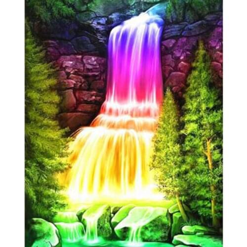 5D DIY Landscape Painting Diamond Painting Square/Round Diamond Color Waterfall Picture Cross Stitch Decoration Artwork WG2936