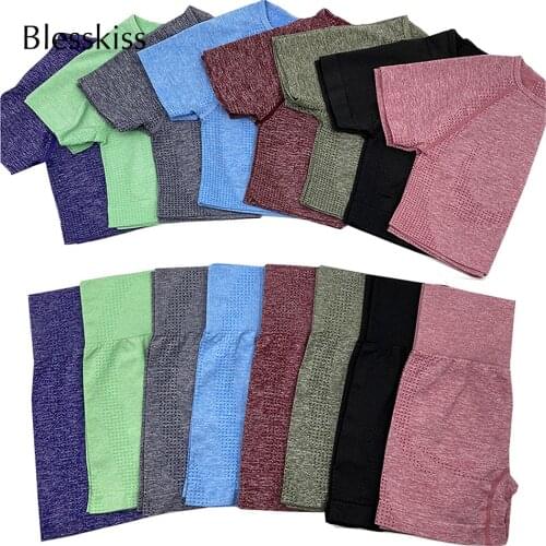 2 Piece Seamless Yoga Set Women Gym Clothes Crop Top High Waist Shorts Set Sport Suit Fitness Shirt Workout Wear Sportswear Kit