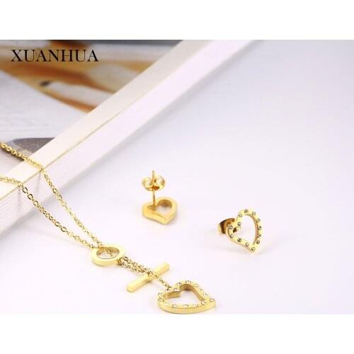 XUANHUA Stainless Steel Jewelry Set Woman Vogue 2019 Necklace Earrings Set Jewelry Accessories Gifts For Women Bohemian