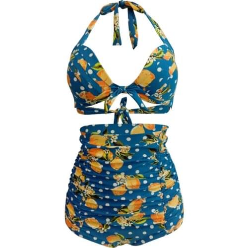 Swimsuit New Style Swimsuit Banding High Waist Bikini Poly Point Split Swimsuit Women Beach Spa Wading Swimsuit Bikini