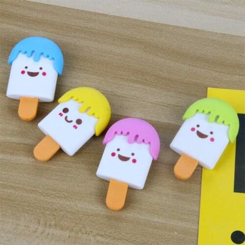 5pcs Creative New Cartoon Ice Cream Eraser Korean Cute Popsicle Shape Rubber School Office Student Supplies Prizes Kids Eraser