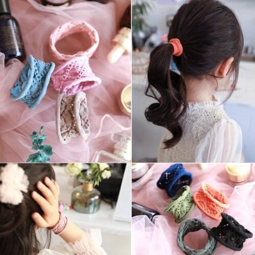 300pcs/lot DIY Simple Multi Fabrics Girls Zero-interval Pierced Hair Band Lace Bracelets Hair Styling Tools Accessories HA1353