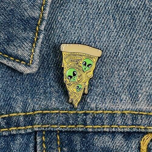 Alien Pizza Enamel Lapel Pins Set Button Handcraft Badges Funny Brooches Jewelry Accessories Gift for Bag Jeacket