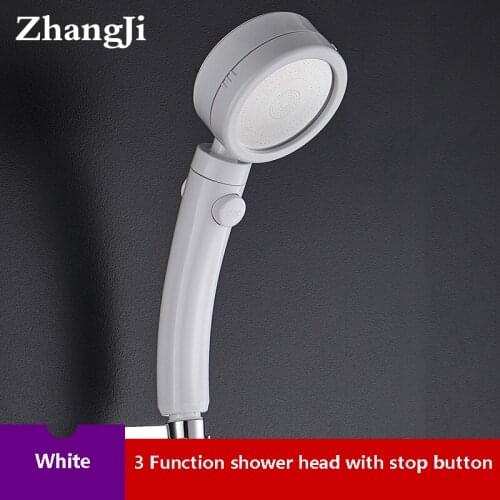 ZhangJi High Pressure 3 Function Switch Shower Head ABS white Rainfall Shower Functional stop knob Waterfall Shower Head