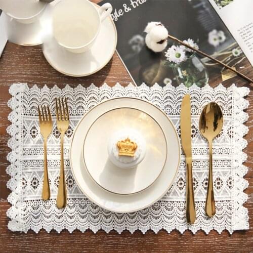 New European Hot Cotton Hollow Square Coaster Pads Table Bowl Insulated Mats Home Decor Heat Resistant Placemat for Dining Table