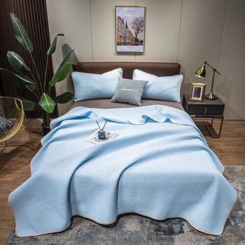 New Solid Color Soft Large Fashion Muslin Summer Throw Blanket Cover For Sofa Boho Blue Green Warm Bedspread Blankets For Bed
