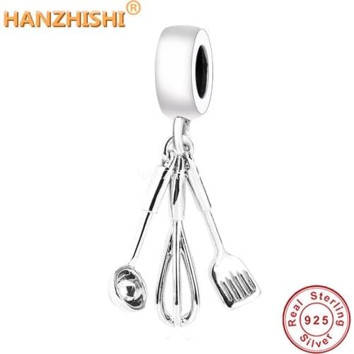 Fashion 925 Sterling Silver Cooking Utensils Dangle Beads Charms Fit Original Pandora Charm Bracelet For Jewelry Making Berloque