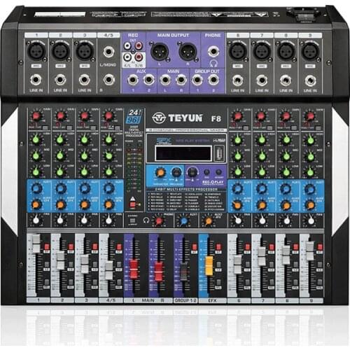 Professional 12-channel mixer, multimedia DSP analog effects, home audio stage tuner