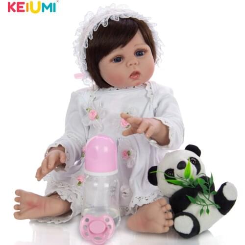 KEIUMI Realistic Lovely 18 Inch 42 cm Reborn Baby Cute Girl Full Silicone Body Reborn Doll Kid Playmate Baby Girl Birthday Gift