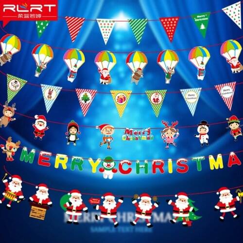 Christmas decorations bunting banner mall KTV bar hotel kindergarten pull flower banner supplies scene
