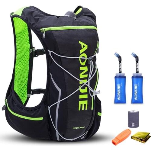 AONIJIE 10L Men Women Trail Running Hydration Backpack Hiking Racing Cycling Camping Marathon Rucksack Bag 2 350ML Soft Flask