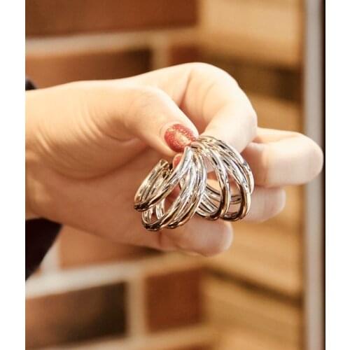 S925 needle Fashion Jewelry Hoop Earrings New Personality Temperament Three Row Metal Earrings For Women Jewelry Girl Gifts