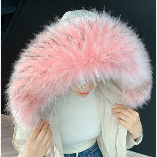 Detachable Faux Fur Collar Extra Large Warm Fake Fur Scarf Wrap Evening Cape For Winter Womens Coat Faux Fur Hood Ttrim Collar