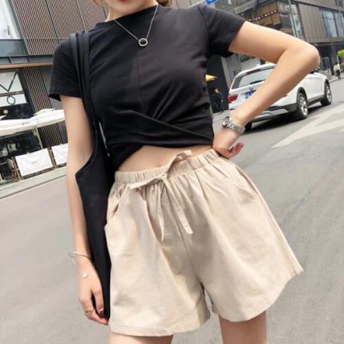 Women Summer Flax Shorts Cotton And Linen Trousers High Waist Ladys Loose And Comfortable Hot Breeches Girls' Casual Garments
