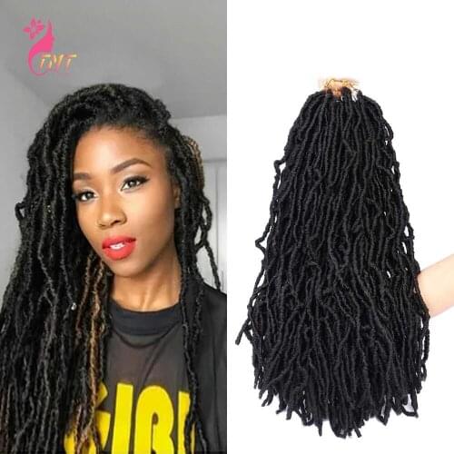 Synthetic Nu Locs Crochet Hair Extensions Natural Curly Dreadlocks Hair Goddess Locs Crochet Braids 24'' 20 Strands/Pack