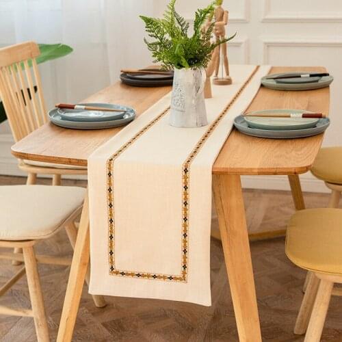 4 Colors Tea Table Runner Embroidered Flower Table Runner For Restaurant Elegant Tablecloth Home Decor TV Cabinet Cover Nordic