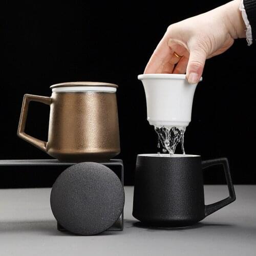 High-grade Ceramic Mug with Lid Tea Cup Filter Office Male Flower Tea Cup Business Gift
