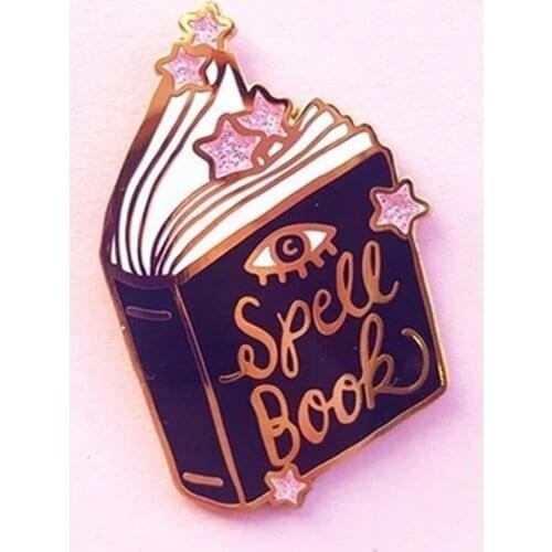 YAOJIE Halloween Spell Book Magic Enamel Brooch Pin Backpack Hat Bag Collar Lapel Pins Badges Women Mens Fashion Jewelry Gifts