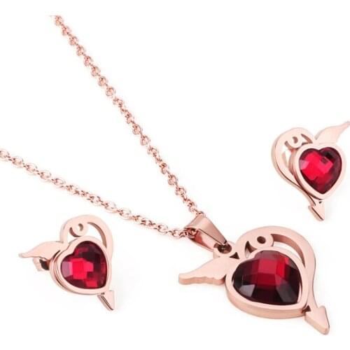 Jewelry set, fashion jewelry set Love Heart Honey Earring Necklace Beauty Women AGMXEHXL-S