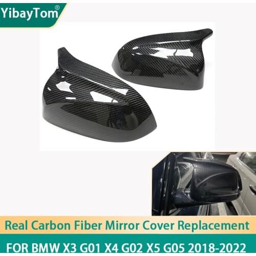 1 pair Real Carbon Fiber M Style Mirror Cover Replacement Caps shell caps for BMW X3 G01 X4 G02 X5 G05 2018-2022 Accessories