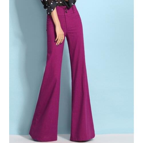 Womens Trousers Junior Wide Leg Pants Spring Casual Flare Pants High Waist Streetwear Plus Size S-XXXL