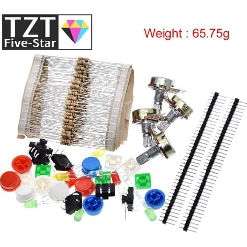 1 sets Handy Portable Resistor Kit for Arduino Starter Kit UNO R3 LED potentiometer tact switch pin header