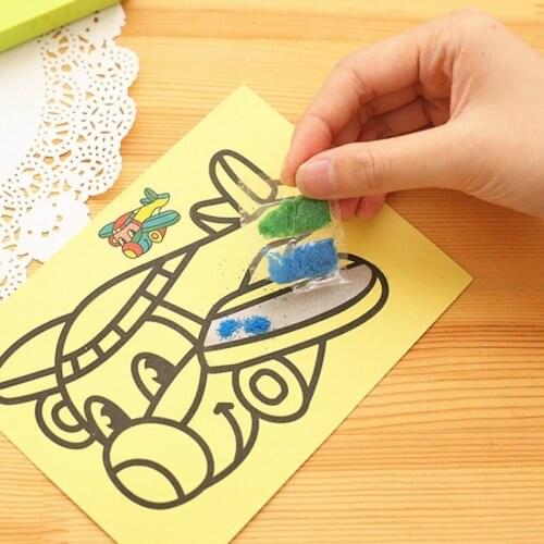 1PC DIY Sand Painting Paper Cartoon Kids Color Art Creative Drawing Montessori Toys Crafts Education for Children Gifts 12x16CM