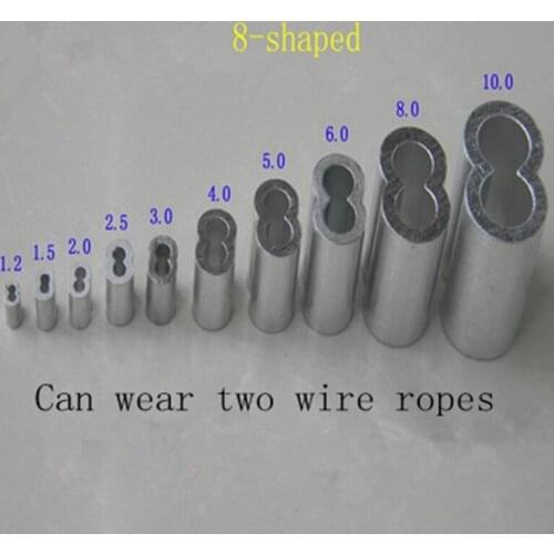2pcs Wire rope aluminum sleeve clip 8 shape double hole buckle chuck card