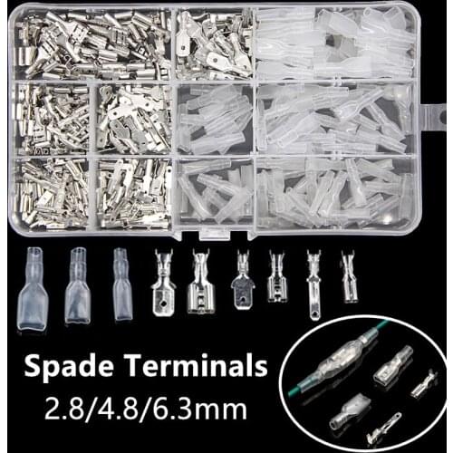 300/210PCS 2.8/4.8/6.3mm Female&Male Crimp Terminals Seal Electrical Wire Connectors Spade Terminal Insulated Kit