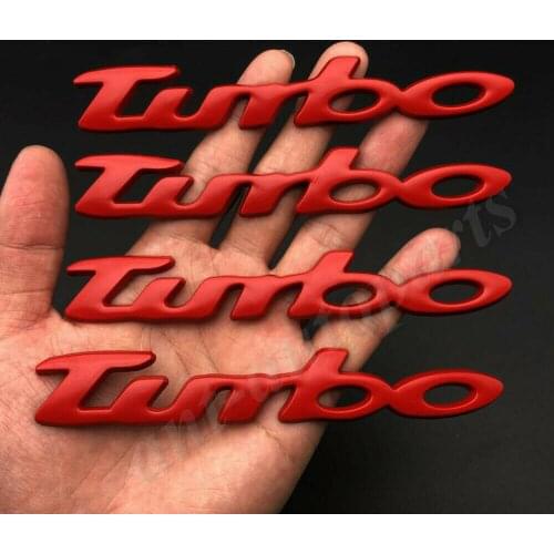4pcs Metal Red Turbo T Car Trunk Rear Emblem Badge Decal Sticker 2.0 3.0