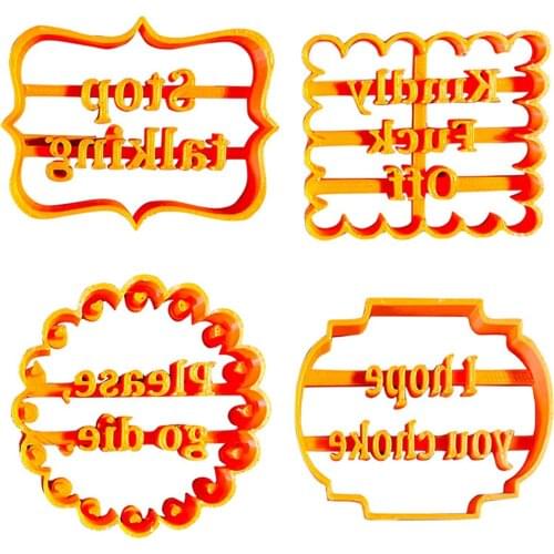 4PCS SET Cookie Molds With Funny And Irreverent Phrases Cookie Molds For Baking Cookie Cutters