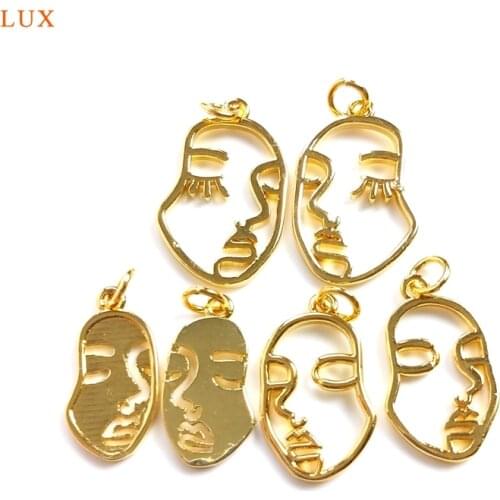 5pcs Human Face Bulk Abstract Face Charm Pendant Picasso Face Charm Earring Pendant Wire Face Necklace For Women DIY Jewelry