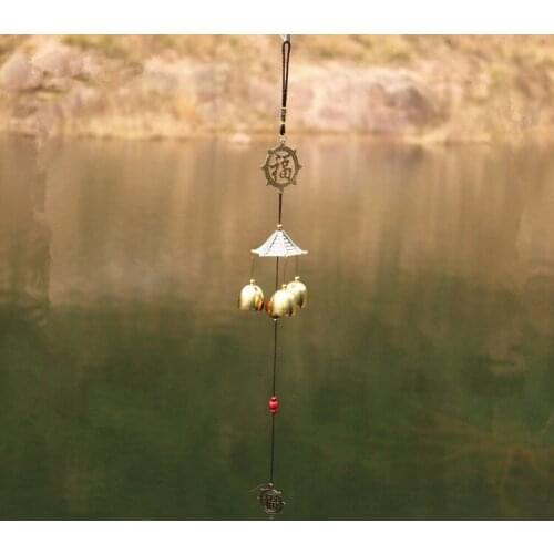 Free Shipping Antique Classical 3 Copper Alloy Bells Antirust Chinese Character FU Wind Chimes Outdoor Indoor Yard Home Decor