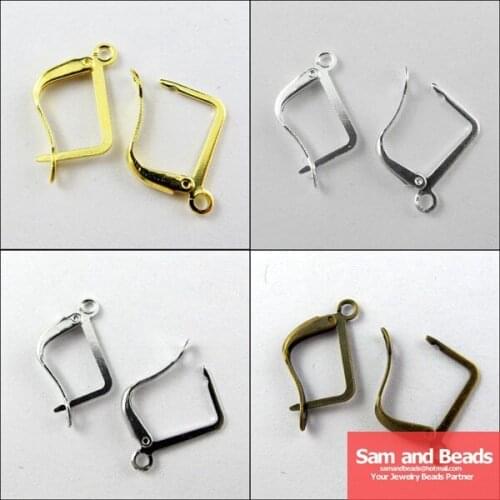 Free Shipping 30Pcs/pack Earring Hooks Square Lever Back Splitring Earring Gold Silver Plated 12x20mm For Jewelry Making