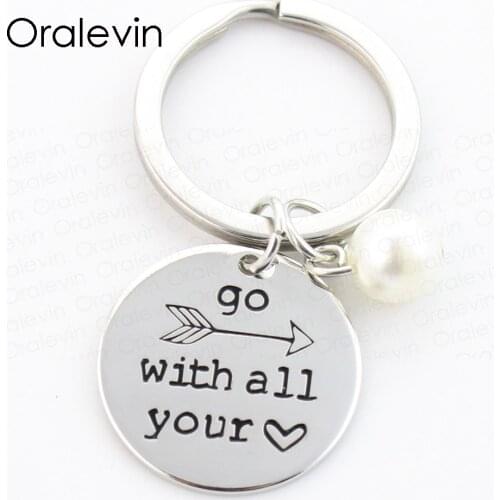 GO WITH ALL YOUR HEART Charms Arrow Keychain Gift Jewelry Graduation Gift 22MM,10Pcs/Lot,#LN301K