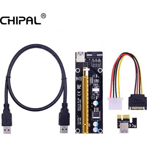 CHIPAL VER006S PCI-E Riser Card 006S PCI Express PCIE 1x to 16x Adapter 100CM 60CM USB 3.0 Data Cable for Bitcoin Mining Miner