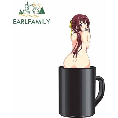 EARLFAMILY 13cmx 6cm for Cup of Girl Occlusion Scratch Car Stickers DIY Decal Campervan Waterproof Windshield Decoration