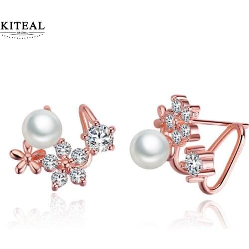 KITEAL Newest Girlfriend earring Flower pearl earrings 16mm*14mm pearl jewelry oorbellen collier plastron