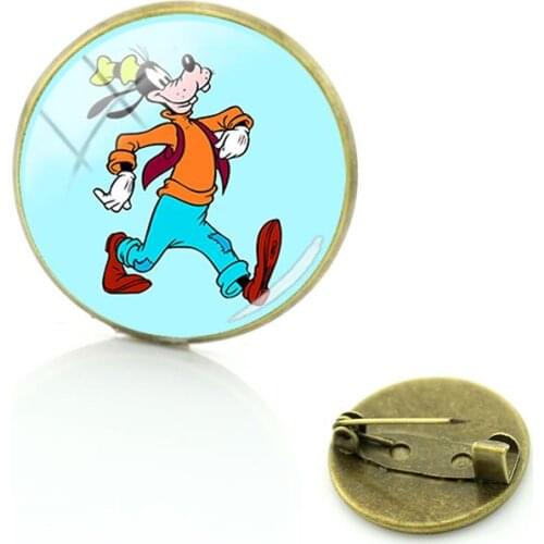 Disney Goofy Head Brooch Classic Cartoon Jewelry Glass Brooch Cabochon Dome Jewelry Fashion Accessories Ladies Men’s Accessories