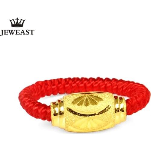 YSY 24k Gold Transfer Bead Ring Pure Solid Au999 Red Rope Womens Road Pass Gift For Girlfriend Classical Wedding Bands Hot