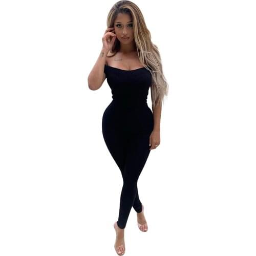 Sexy Romper Clothing Fitness Hang Band Backless O-Neck Ribbed Bodysuit Overalls Summer Skinny Female Jumpsuit Women Clothes