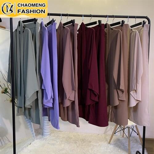 Eid Mubarak Abaya Dubai Tops And Pants Set Muslim Women Turkey Elegant Hijab Dress Islam Clothing Moroccan Fashion Ensembles