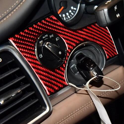 Red Genuine Carbon Fiber For Porsche Panamera Car Engine Start Key Hole Cover Trim Styling Sticker