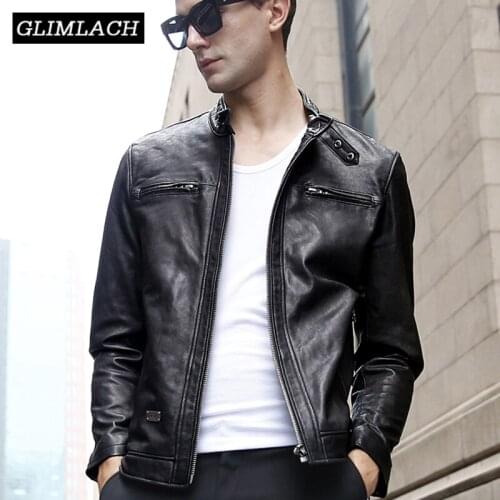 2019 Winter Genuine Leather Jacket For Men Motorcycle Biker Flight Pilot Bomber Jacket Natural Real Leather Male Aviator Coat