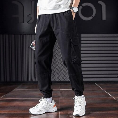 Mens Casual Pants Sports Pants New Loose-Fitting Overalls Trousers 2021 Spring and Autumn Youth Harem Cropped Pants