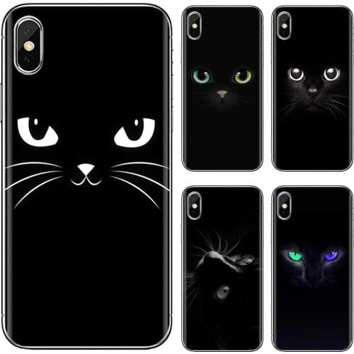 For Huawei P30 P40 P20 P7 P8 P9 P10 Lite Plus Pro 2015 2016 2017 Mini Staring-Eyes-C-Cute-Black-Cat Soft Covers