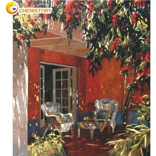 CHENISTORY Modern DIY Painting By Numbers Garden View Canvas Pictures Oil Painting For Living Room Wall Art Home Decoration Gift