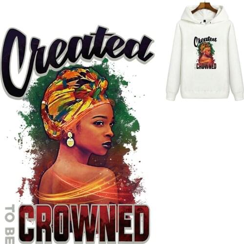 African Black Girl Iron On Transfer For Clothing Fashion Women Dress T-shirt Iron On Patches For Clothing Black Girl Patch